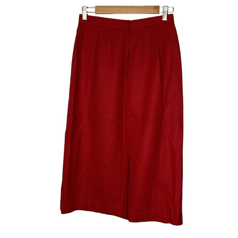 Vintage 60s 70s Womens Wool Skirt Red Unión Made In USA Size 26” Waist Zip